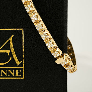 Five Diamond Each Link Tennis Bracelet in 14k Yellow Gold 7 mm 3.50 Ctw